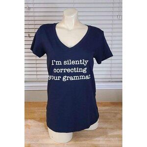 Womens Silently Correcting Your Grammar Funny T-shirt Nerdy Sarcastic Novelty Lg